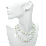 14k Gold Jadeite Bead Necklace & Cluster Earrings Set