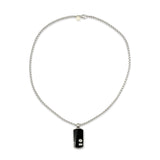 David Yurman Sterling Silver Black Onyx Dog Tag Pendant Necklace