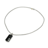 David Yurman Sterling Silver Black Onyx Dog Tag Pendant Necklace