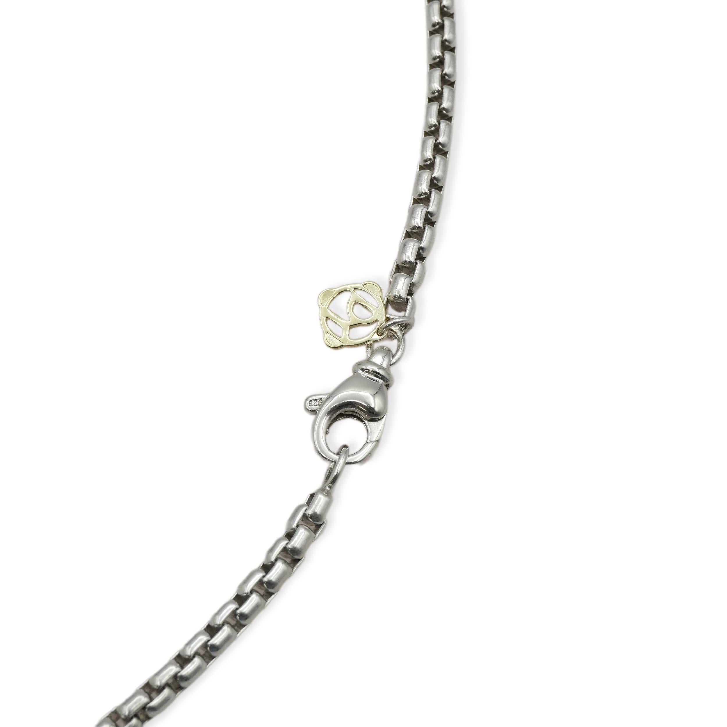 David Yurman Sterling Silver Black Onyx Dog Tag Pendant Necklace