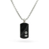 David Yurman Sterling Silver Black Onyx Dog Tag Pendant Necklace