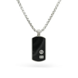 David Yurman Sterling Silver Black Onyx Dog Tag Pendant Necklace