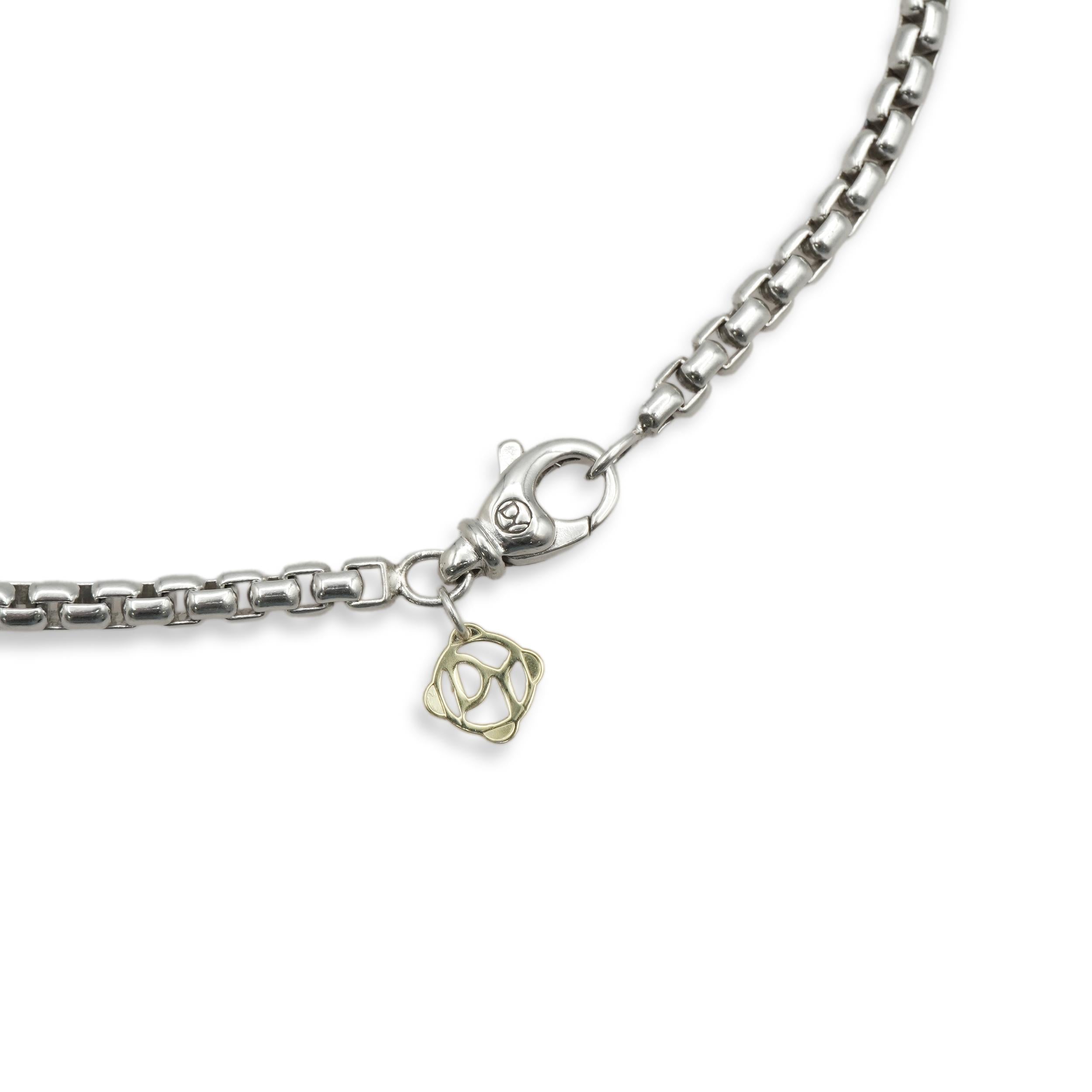 David Yurman Sterling Silver Black Onyx Dog Tag Pendant Necklace