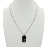 David Yurman Sterling Silver Black Onyx Dog Tag Pendant Necklace
