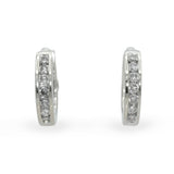 14K White Gold Diamond Channel-Set Hoop Earrings