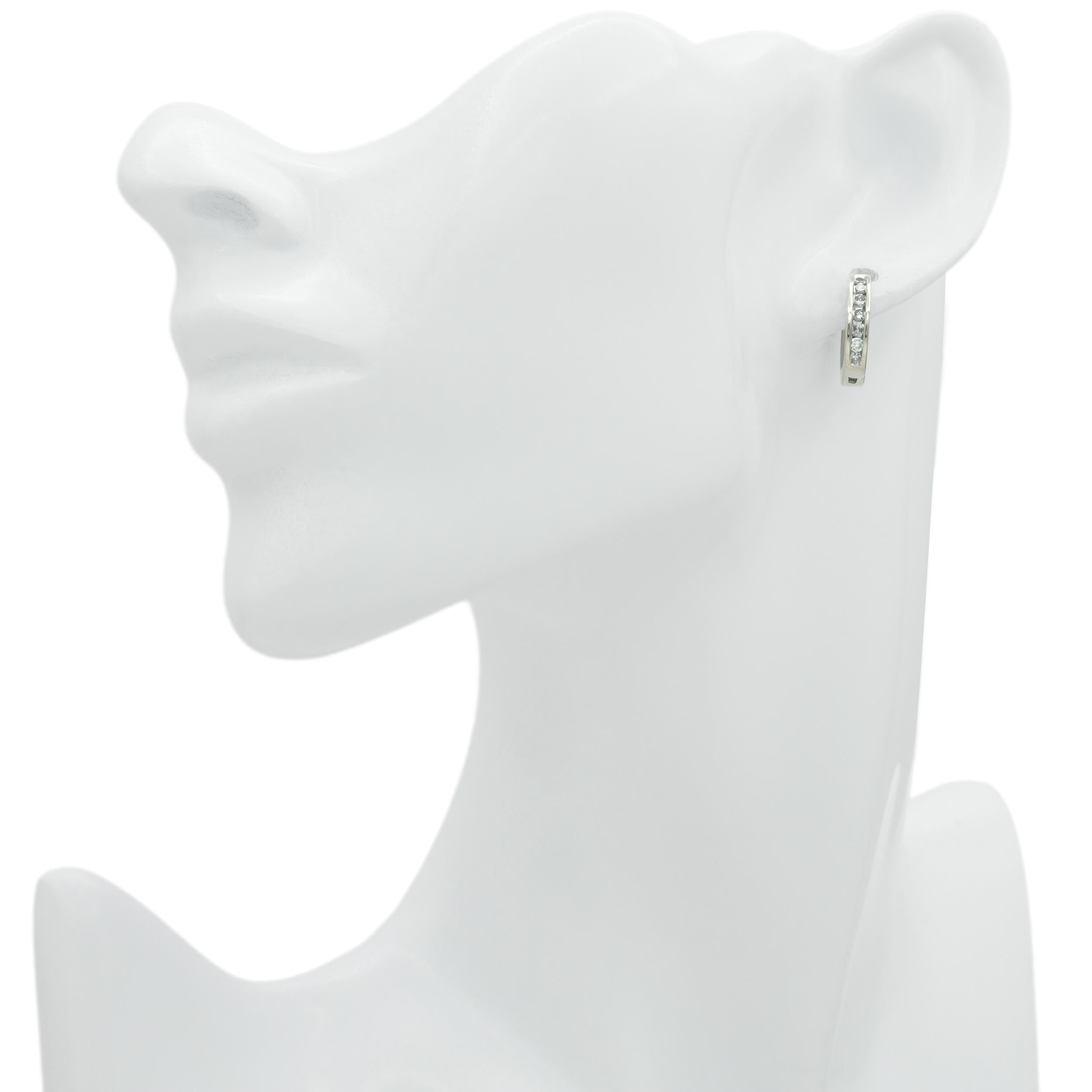 14K White Gold Diamond Channel-Set Hoop Earrings