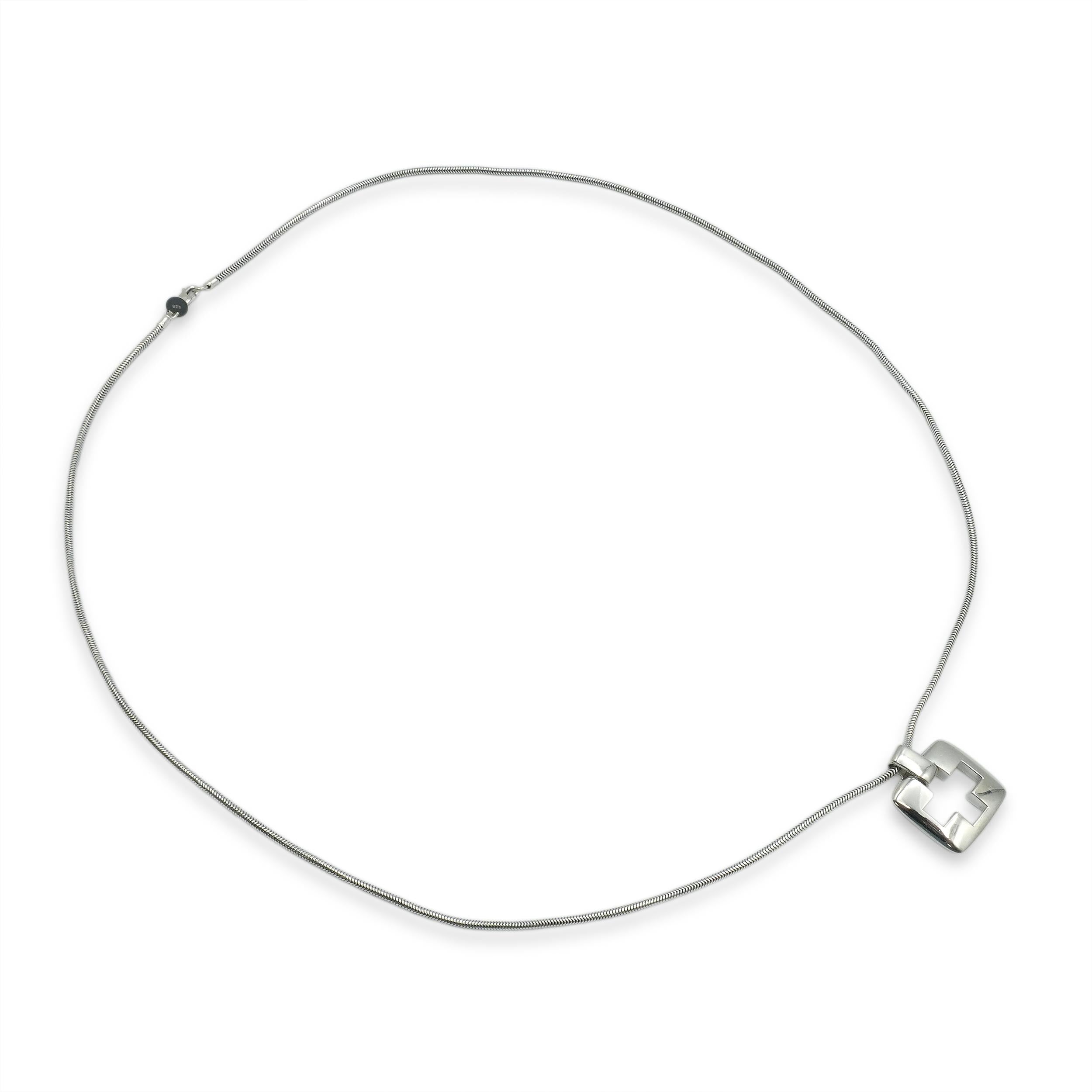 1999 Tiffany & Co. Sterling Silver Cutout Cross Pendant Necklace