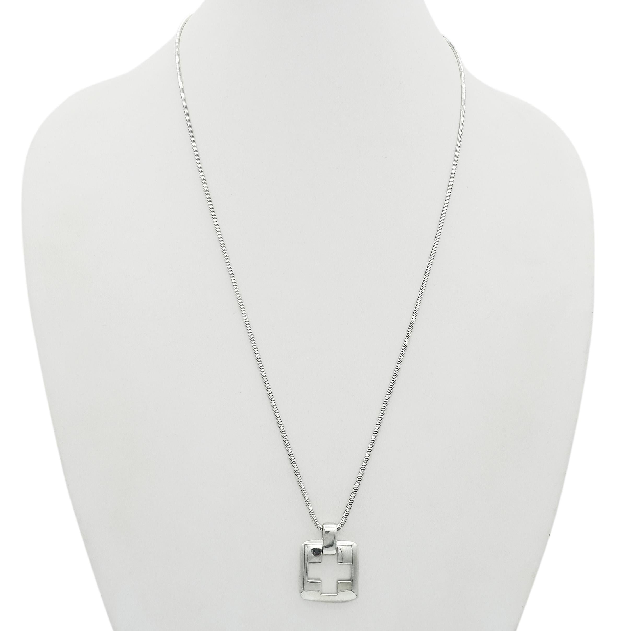 1999 Tiffany & Co. Sterling Silver Cutout Cross Pendant Necklace