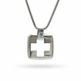1999 Tiffany & Co. Sterling Silver Cutout Cross Pendant Necklace