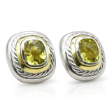 David Yurman Sterling Silver 14K Gold Lemon Citrine Clip-On Earrings