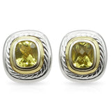David Yurman Sterling Silver 14K Gold Lemon Citrine Clip-On Earrings