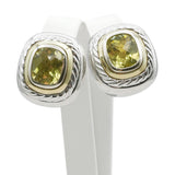 David Yurman Sterling Silver 14K Gold Lemon Citrine Clip-On Earrings