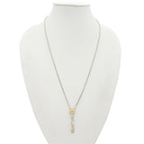 David Yurman Sterling Silver & 18k Gold Pavé Diamond Barrel Pendant Necklace