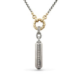 David Yurman Sterling Silver & 18k Gold Pavé Diamond Barrel Pendant Necklace