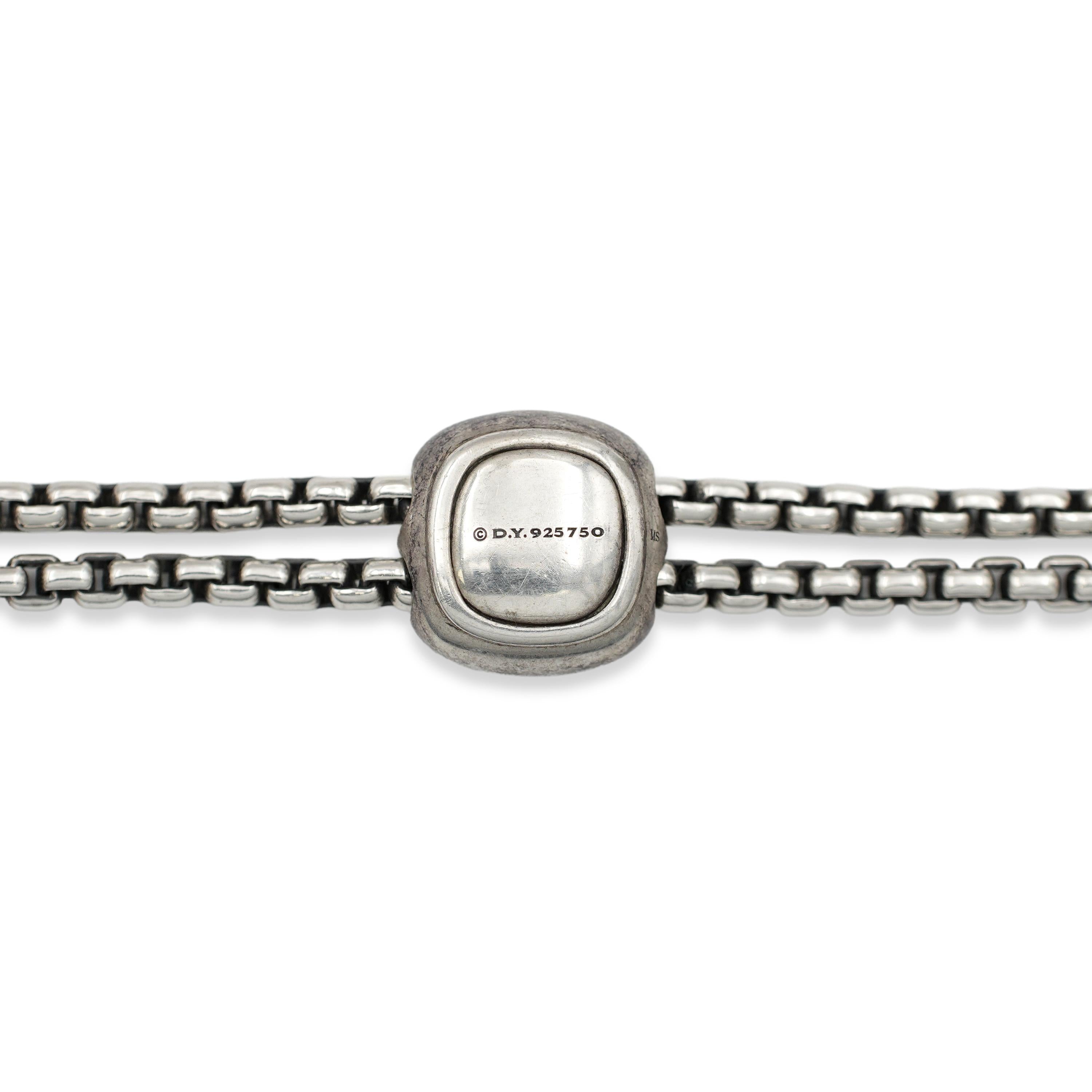 David Yurman Sterling Silver & 18k Gold Pavé Diamond Barrel Pendant Necklace