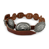 Southwestern Sterling Silver Floral & Geometric Leather Concho Belt