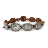 Southwestern Sterling Silver Floral & Geometric Leather Concho Belt