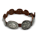 Southwestern Sterling Silver Floral & Geometric Leather Concho Belt