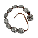 Southwestern Sterling Silver Floral & Geometric Leather Concho Belt
