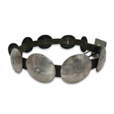 Navajo G. Begay Sterling Silver Sunburst Concho Leather Belt