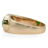 Yellow Gold Green Jade Cabochon Ring