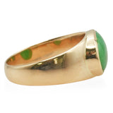 Yellow Gold Green Jade Cabochon Ring