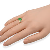 Yellow Gold Green Jade Cabochon Ring