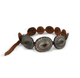Southwestern Sterling Silver Stamped Scalloped Leather Concho Belt
