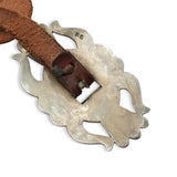 Southwestern Sterling Silver Stamped Scalloped Leather Concho Belt