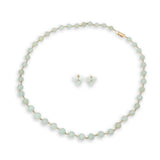 14k Gold Jadeite Bead Necklace & Cluster Earrings Set