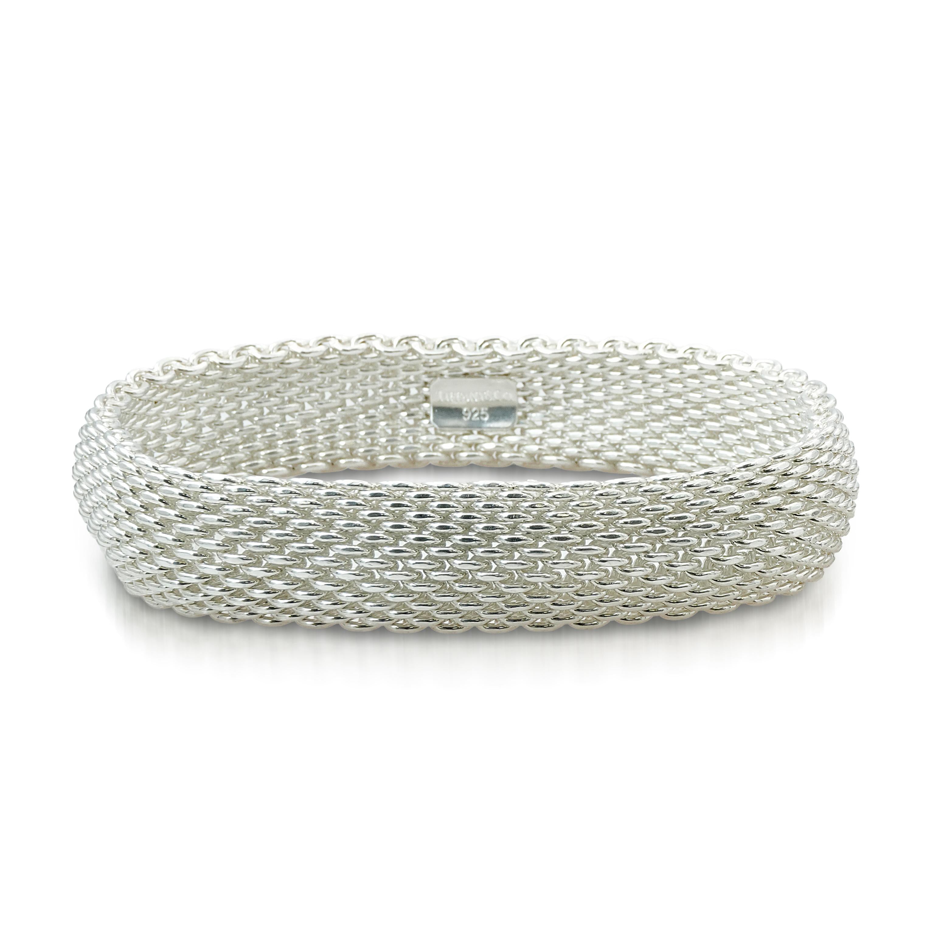 Tiffany & Co. Sterling Silver Somerset Mesh Bangle Bracelet and Ring Set
