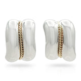 Vintage Tiffany & Co. Sterling Silver 14k Gold Rope Accent Earrings