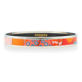 Hermès Palladium-Plated Multicolor Enamel Bangle Bracelet