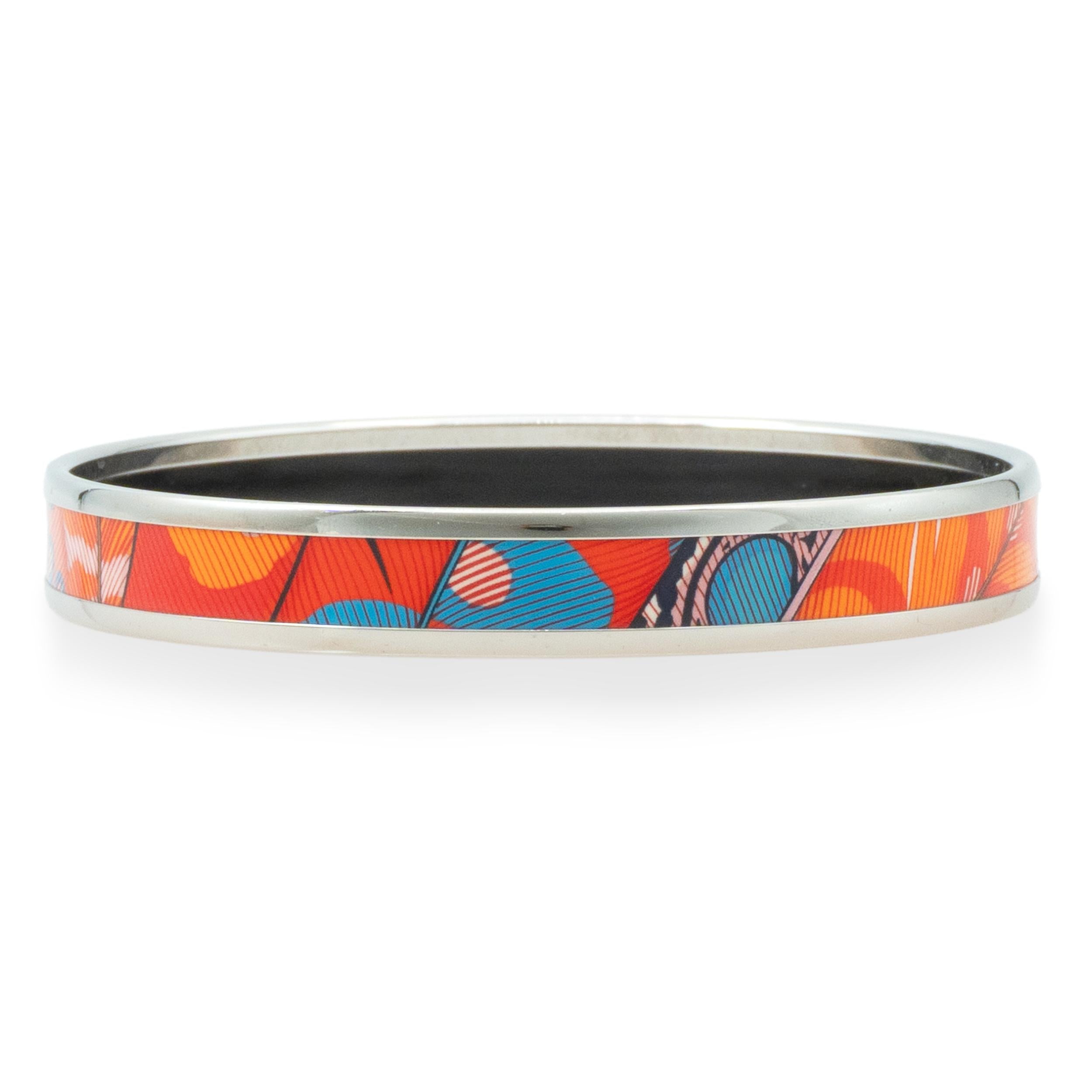 Hermès Palladium-Plated Multicolor Enamel Bangle Bracelet
