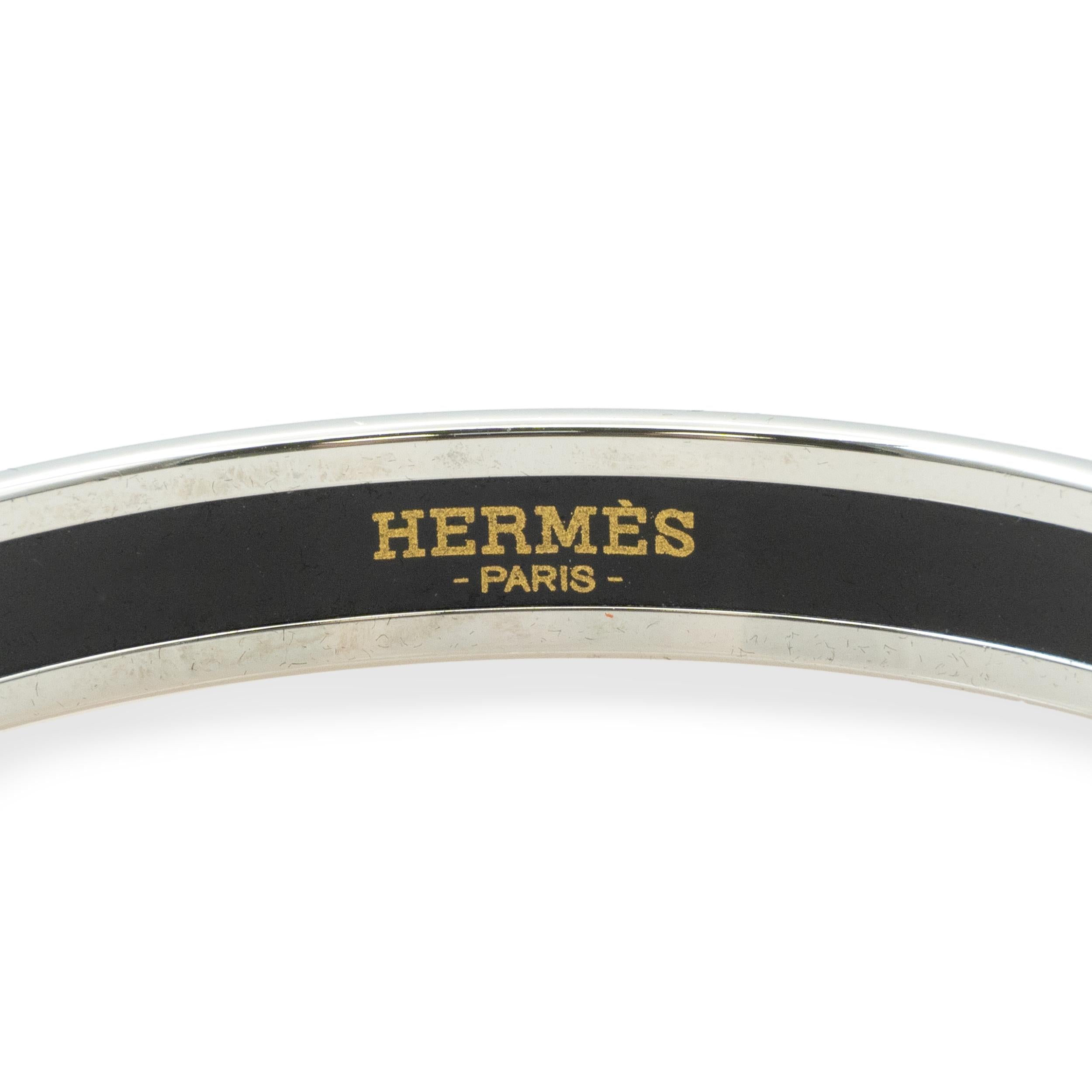 Hermès Palladium-Plated Multicolor Enamel Bangle Bracelet