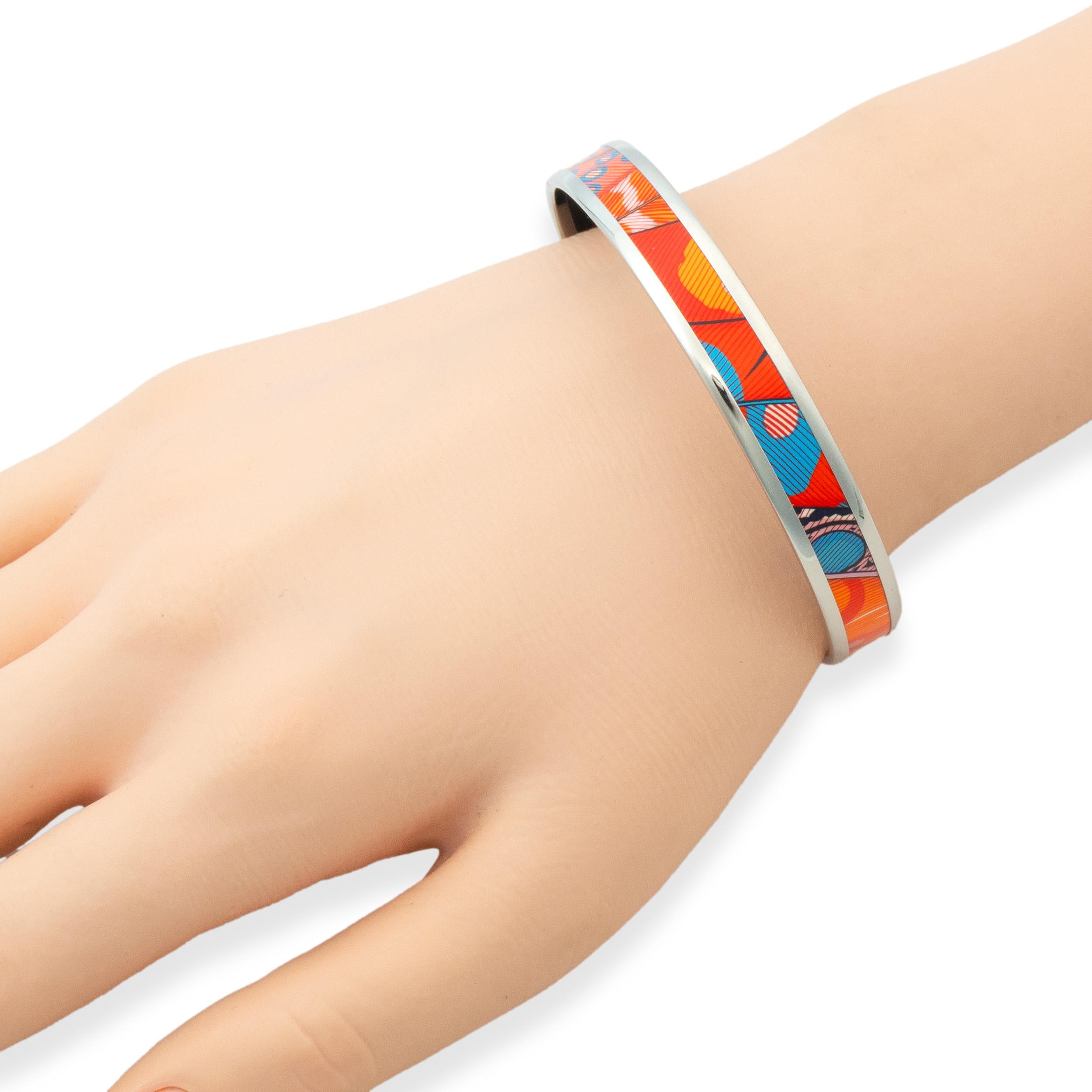 Hermès Palladium-Plated Multicolor Enamel Bangle Bracelet