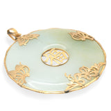 14K Yellow Gold Jade Butterfly Fu Disc Pendant