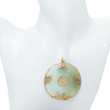 14K Yellow Gold Jade Butterfly Fu Disc Pendant