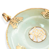 14K Yellow Gold Jade Butterfly Fu Disc Pendant