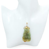 14K Gold Carved Jade Fruit and Foliage Pendant