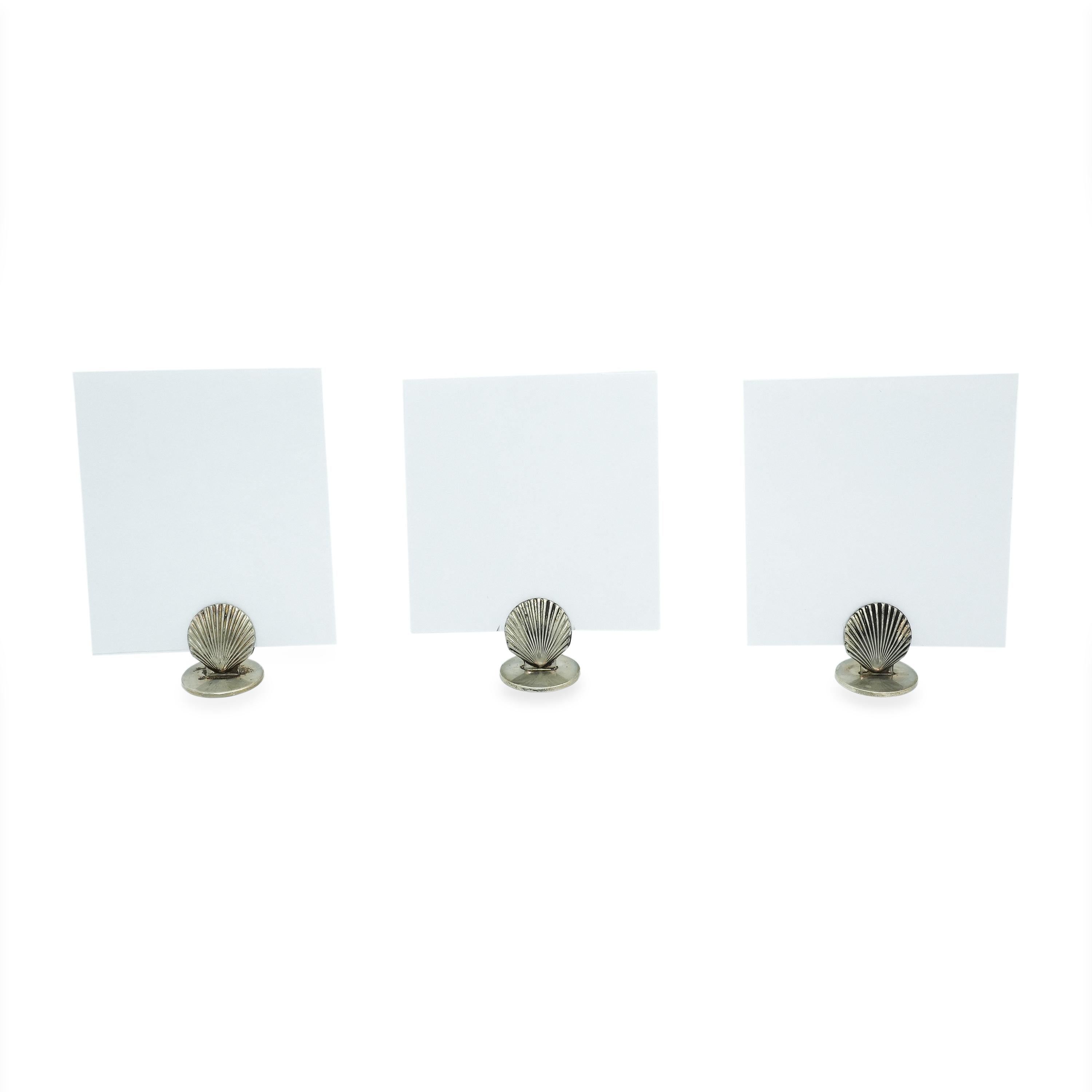 Set Of 10 Tiffany & Co. Makers Sterling Silver Seashell Place Card Holders