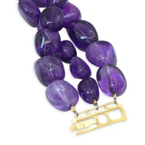 14K Gold Amethyst Three-Strand Beaded Necklace