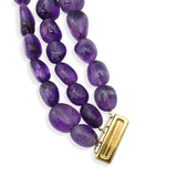 14K Gold Amethyst Three-Strand Beaded Necklace