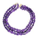 14K Gold Amethyst Three-Strand Beaded Necklace