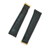 Vintage Boucheron Paris 18K Yellow Gold Black Leather Watch Strap
