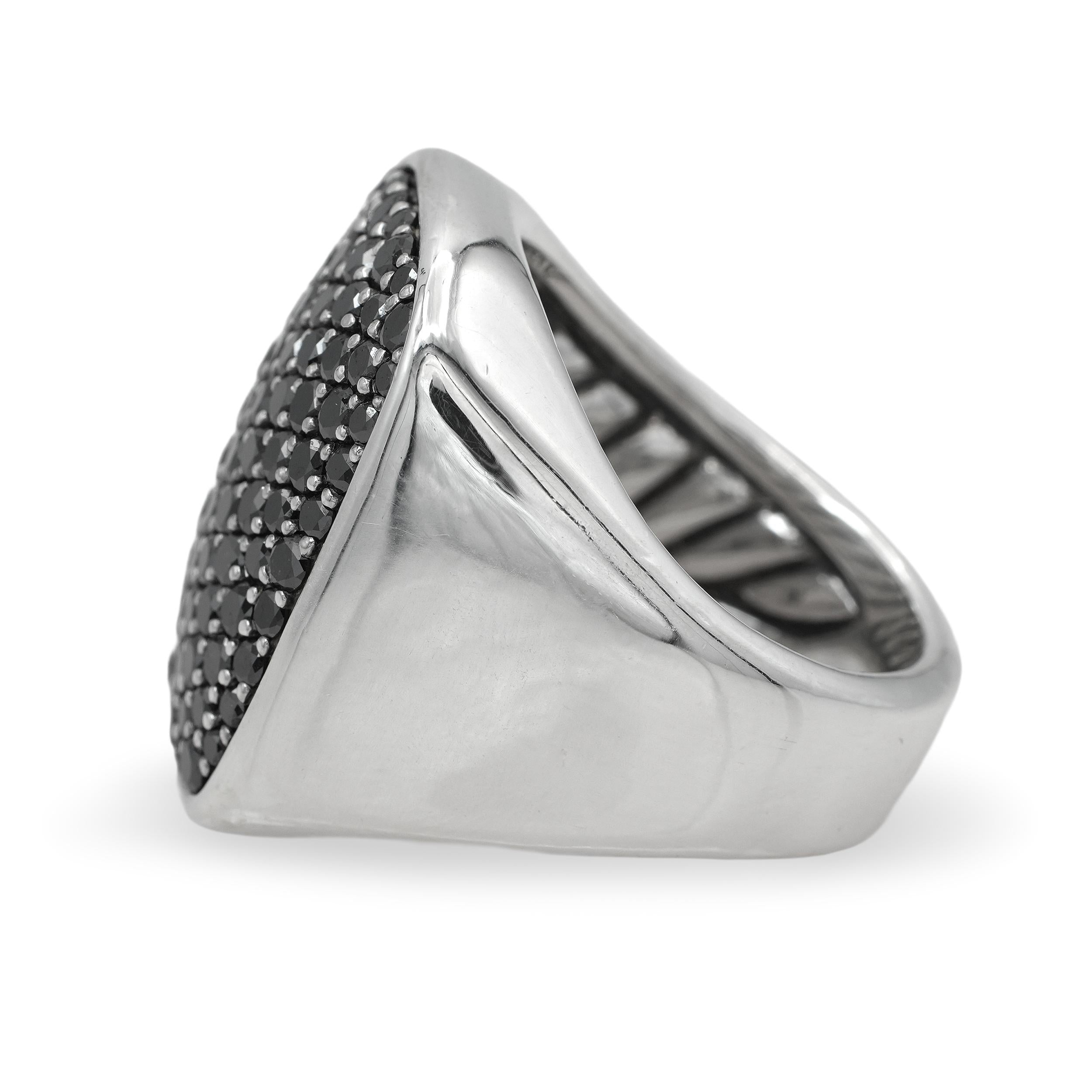 David Yurman Sterling Silver Pavé Black Diamond Signet Men's Ring