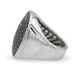 David Yurman Sterling Silver Pavé Black Diamond Signet Men's Ring