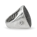David Yurman Sterling Silver Pavé Black Diamond Signet Men's Ring