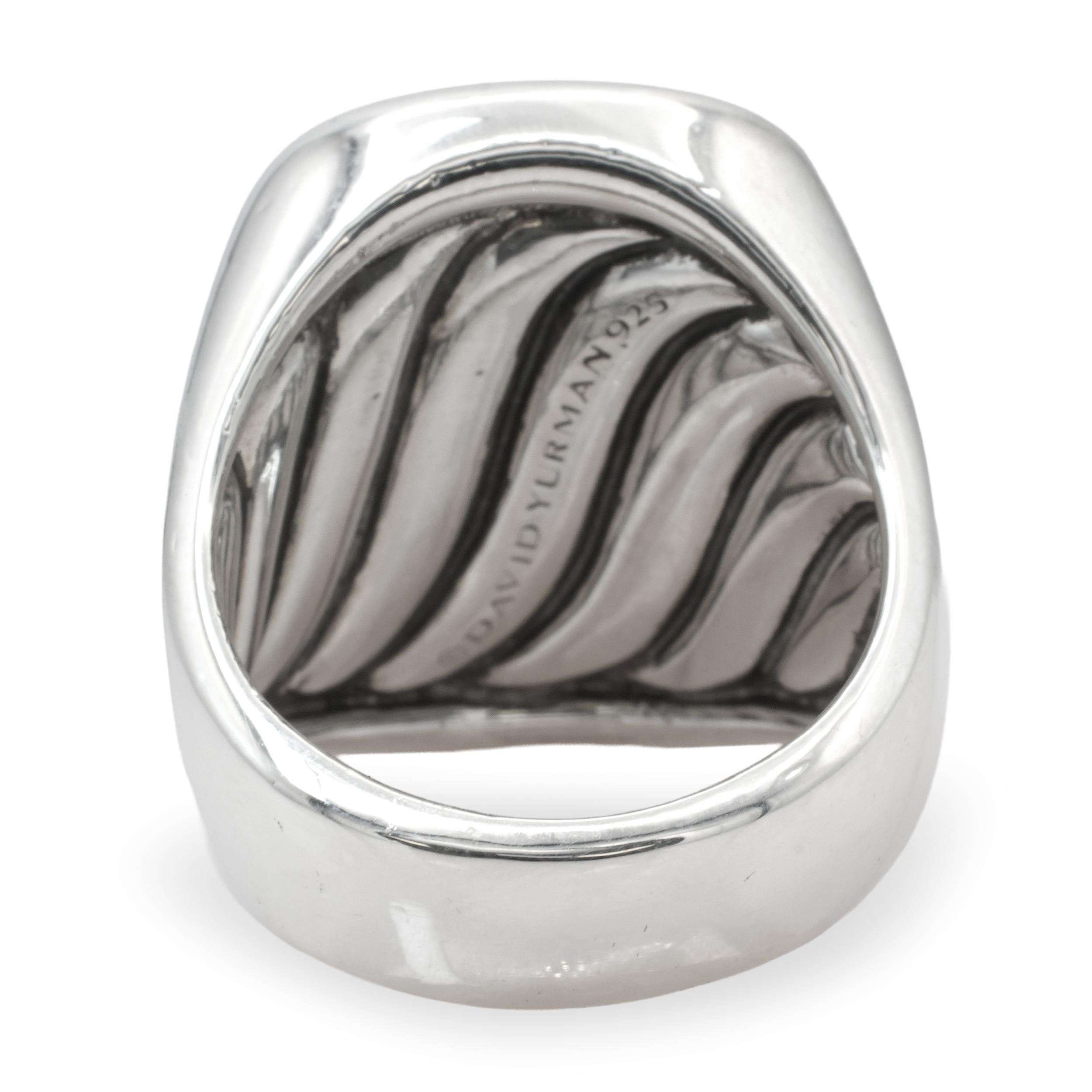 David Yurman Sterling Silver Pavé Black Diamond Signet Men's Ring