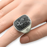 David Yurman Sterling Silver Pavé Black Diamond Signet Men's Ring